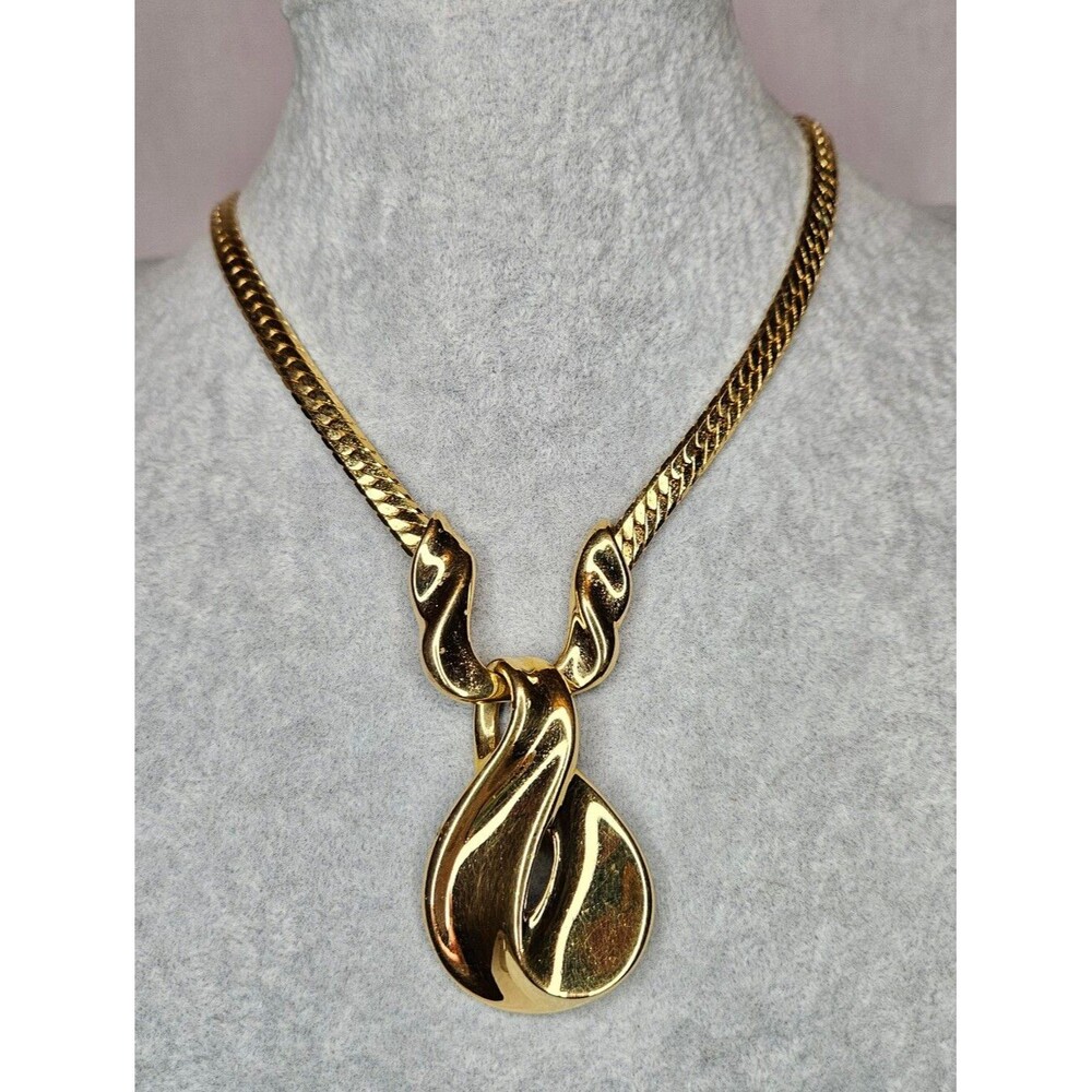 Vintage Napier 1986 Tailored Collection Abstract Swirl Herringbone Necklace